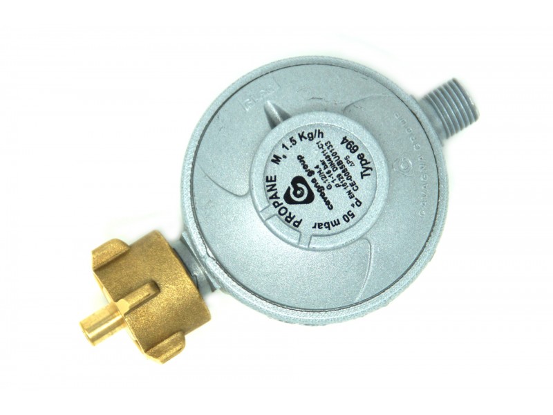 Regulator de presiune gaz pentru butelie Romania, 50 mbari, 1,5 kg/h, iesire filet 1/4" 