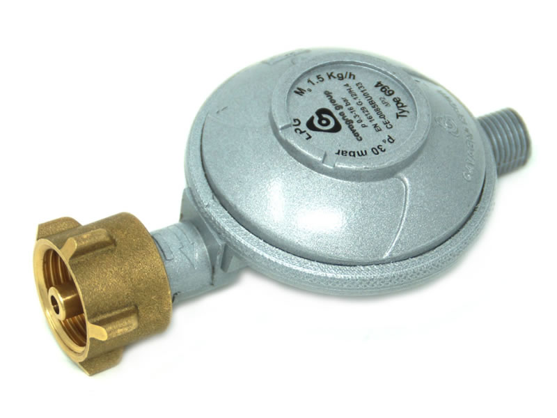 Regulator de presiune gaz pentru butelie Romania, 30 mbari, 1,5 kg/h, iesire filet 1/4" 