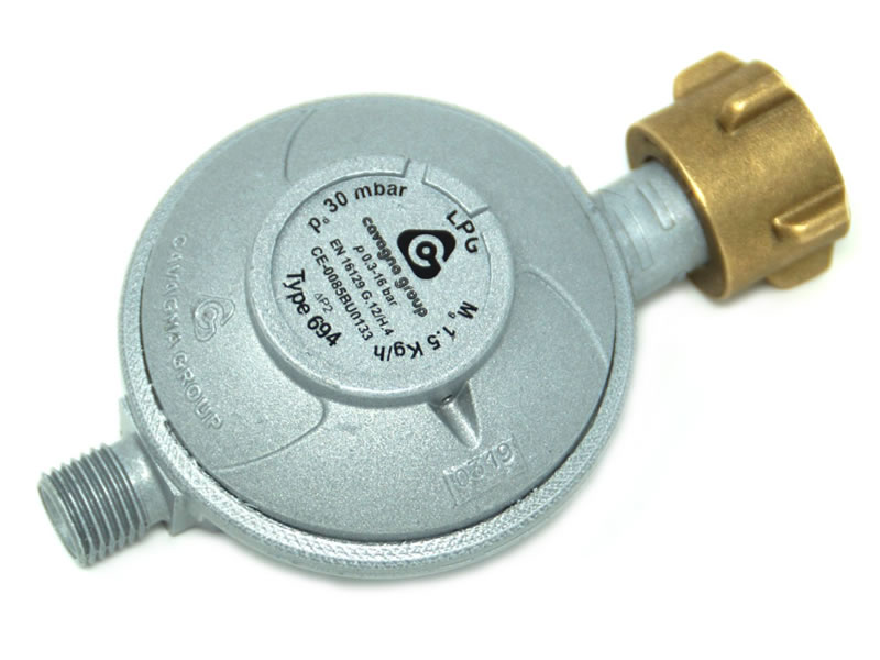 Regulator de presiune gaz pentru butelie Romania, 30 mbari, 1,5 kg/h, iesire filet 1/4" 
